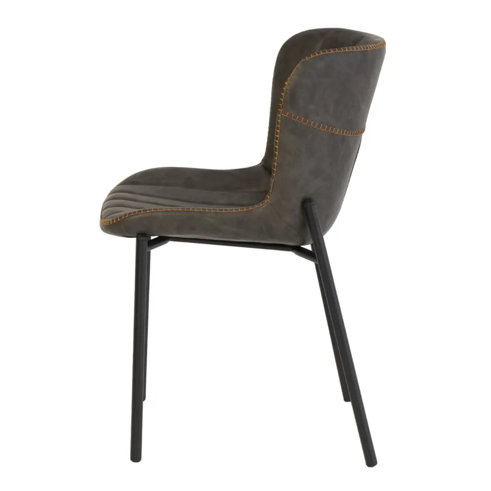 Illustration numéro 3 du produit Chaise de salle à manger en cuir synthétique gris et pieds noirs