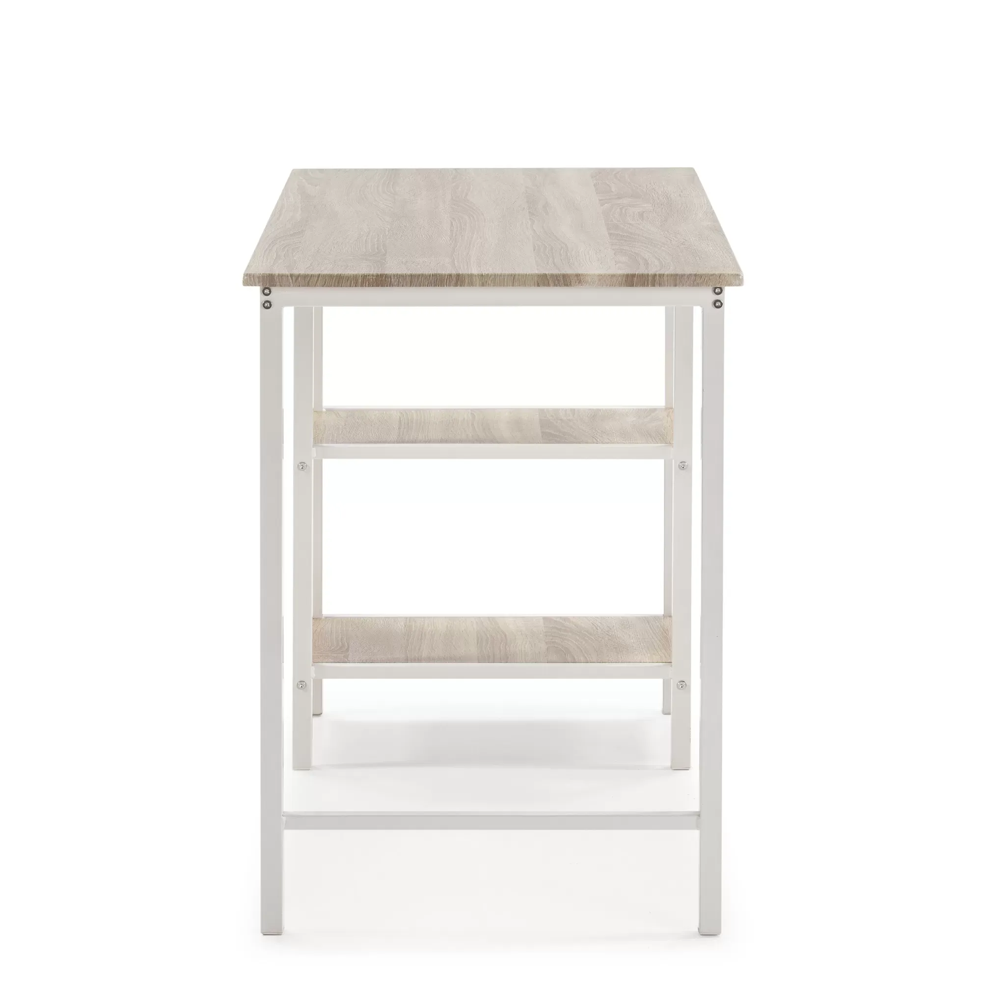 Illustration numéro 3 du produit Bureau blanc, 2 étagères, style industriel, 110x55x76 cm