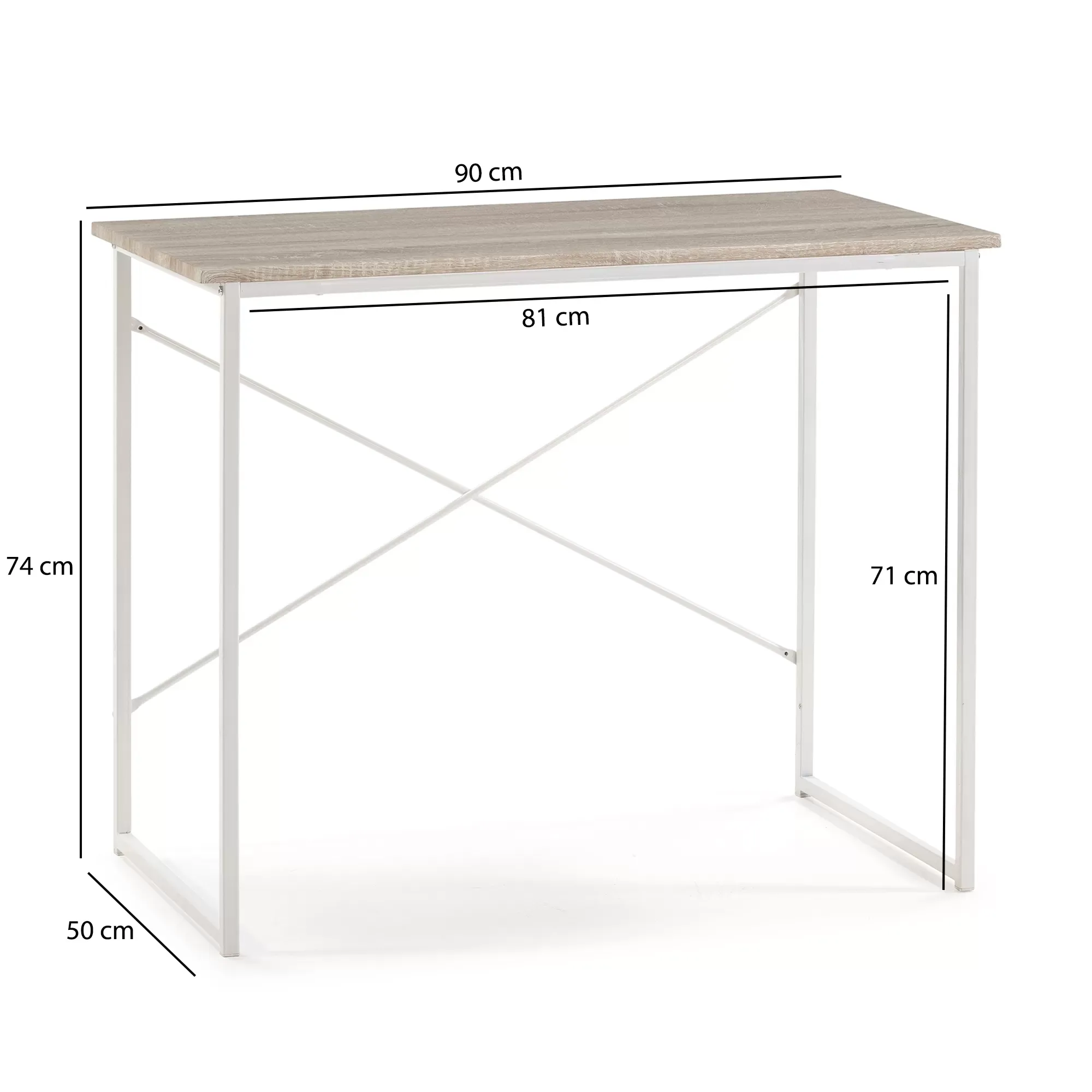 Illustration numéro 3 du produit Bureau blanc,table pour pc, style industriel, 90 cm longueur