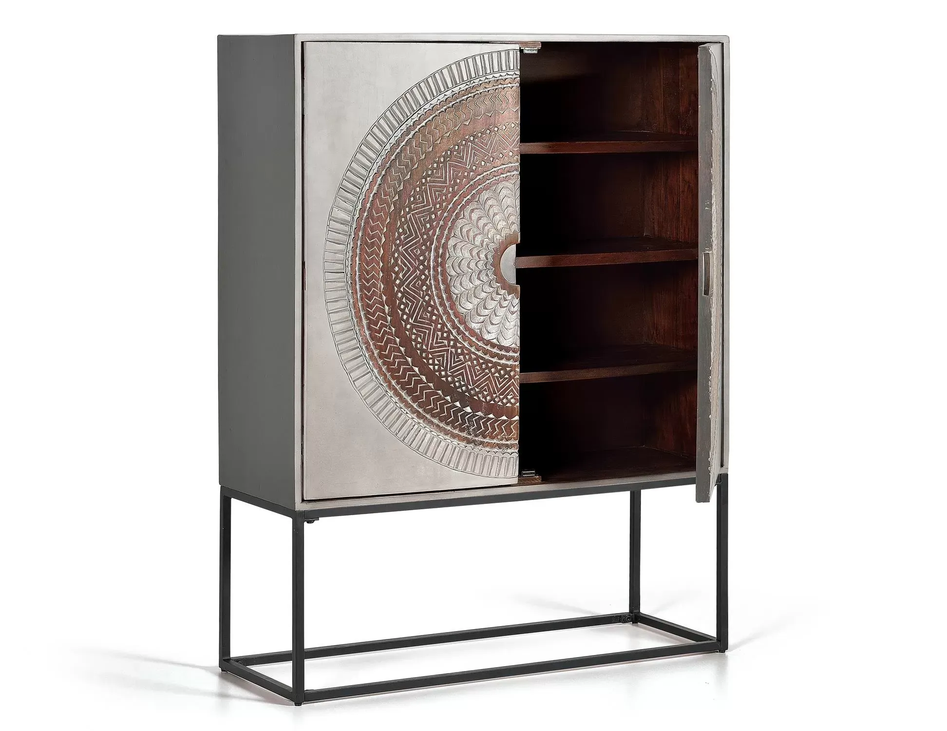 Illustration numéro 3 du produit Buffet en manguier pieds métal gris et marron