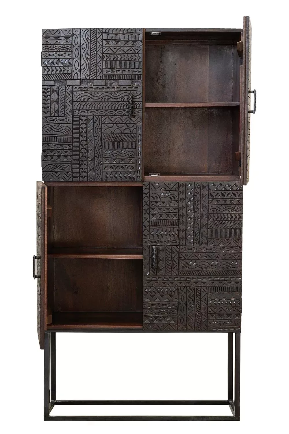 Illustration numéro 3 du produit Vitrine en bois de manguier et pieds en métal