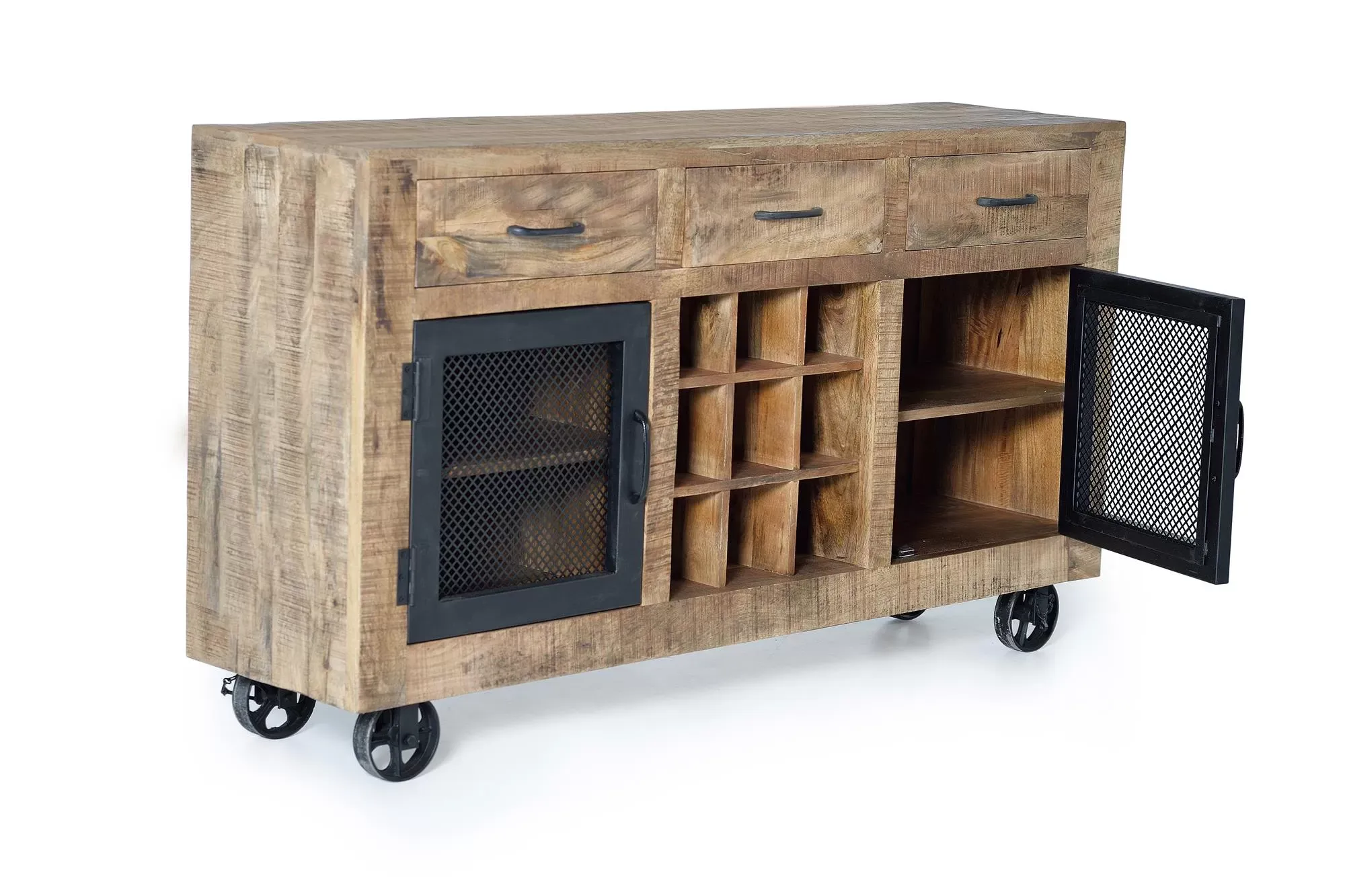 Illustration numéro 3 du produit Buffet industriel en manguier et pieds en métal couleur naturelle