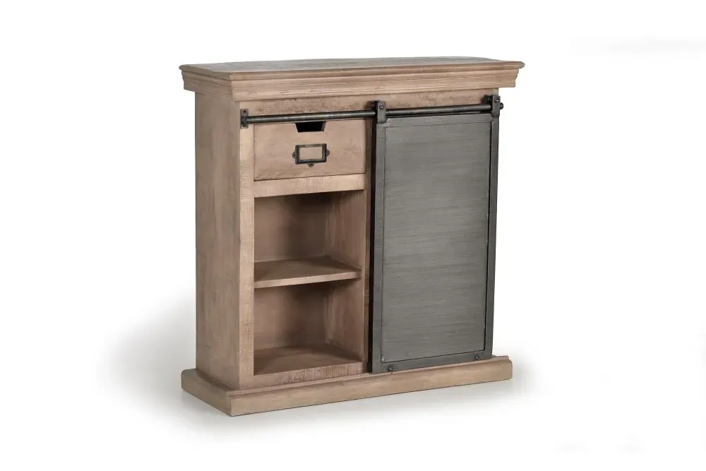 Illustration numéro 3 du produit Console en bois de manguier avec porte coulissante