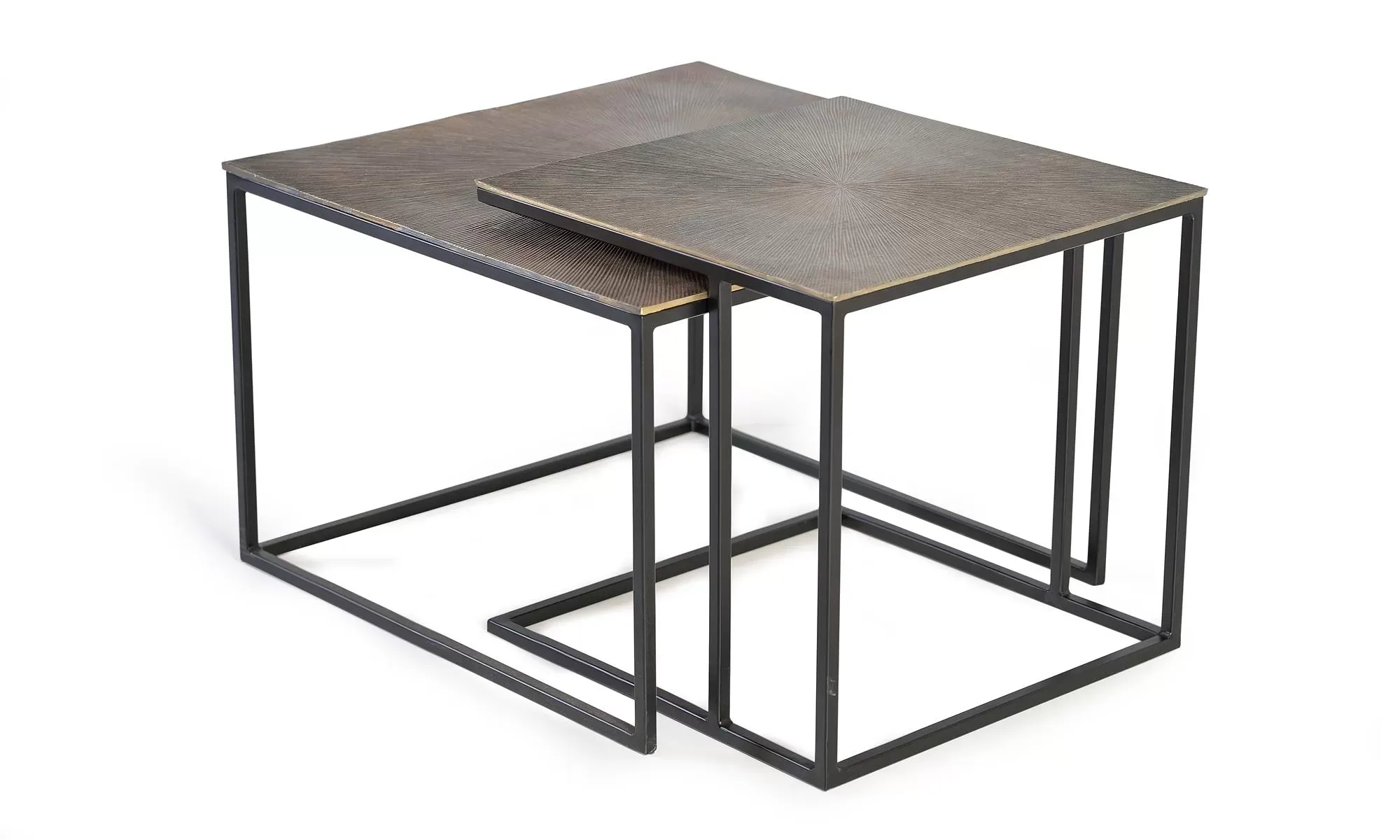 Illustration numéro 3 du produit Set de deux tables basses plateau bronze et pieds métal