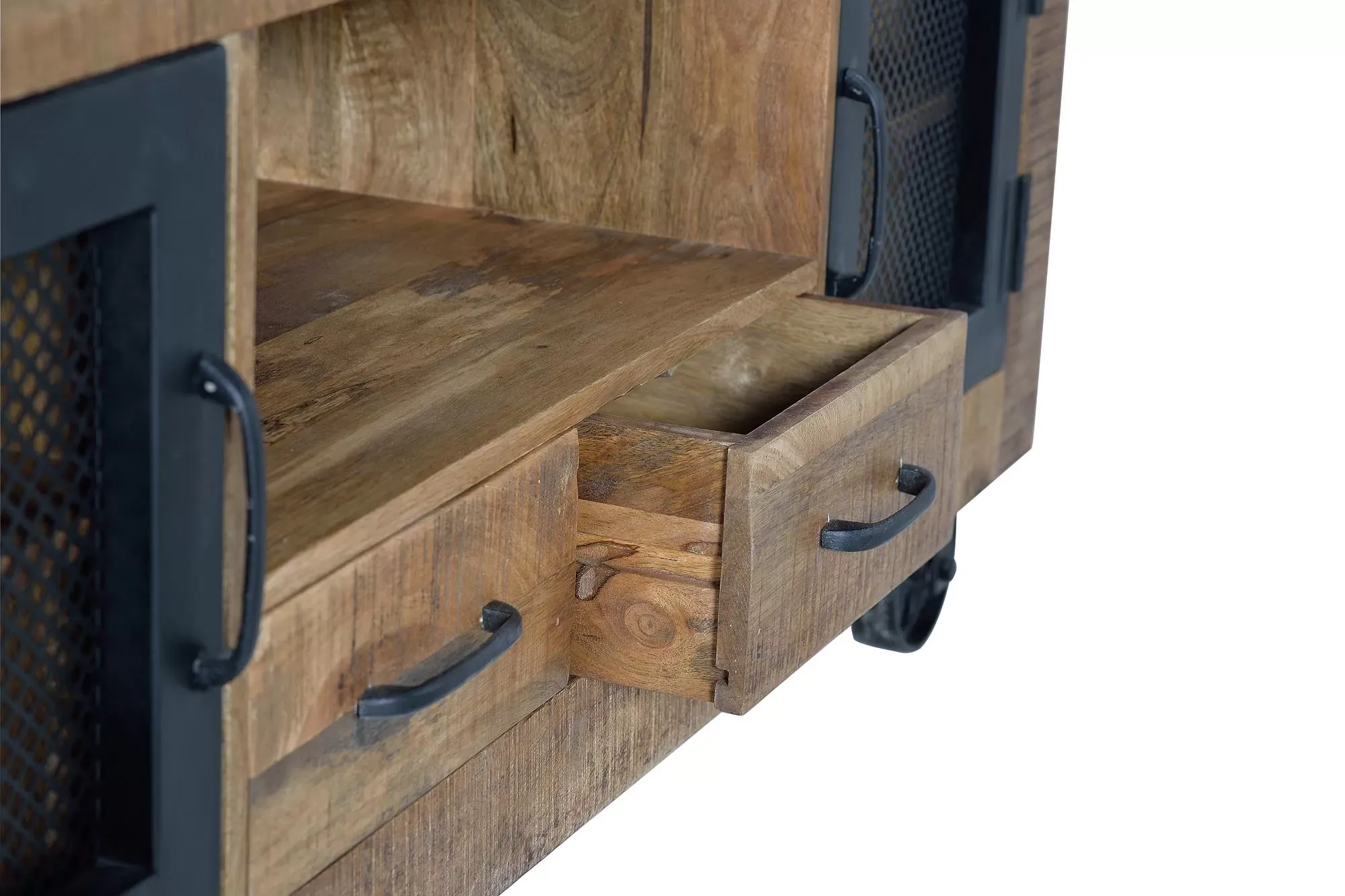 Illustration numéro 3 du produit Meuble TV en bois de manguier et métal naturel