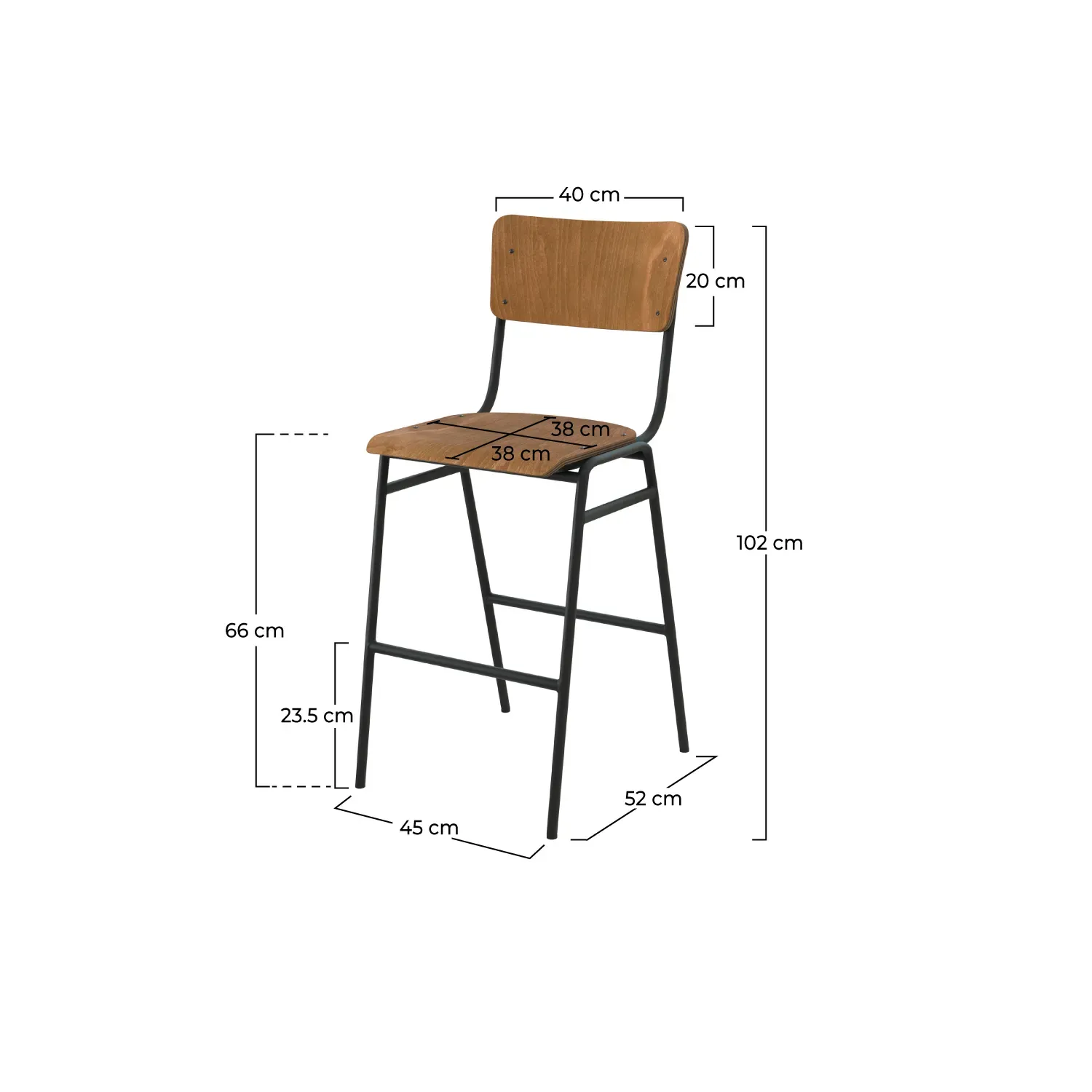 Illustration numéro 3 du produit Lot de 2 chaises pour îlot central 66 cm en bois foncé