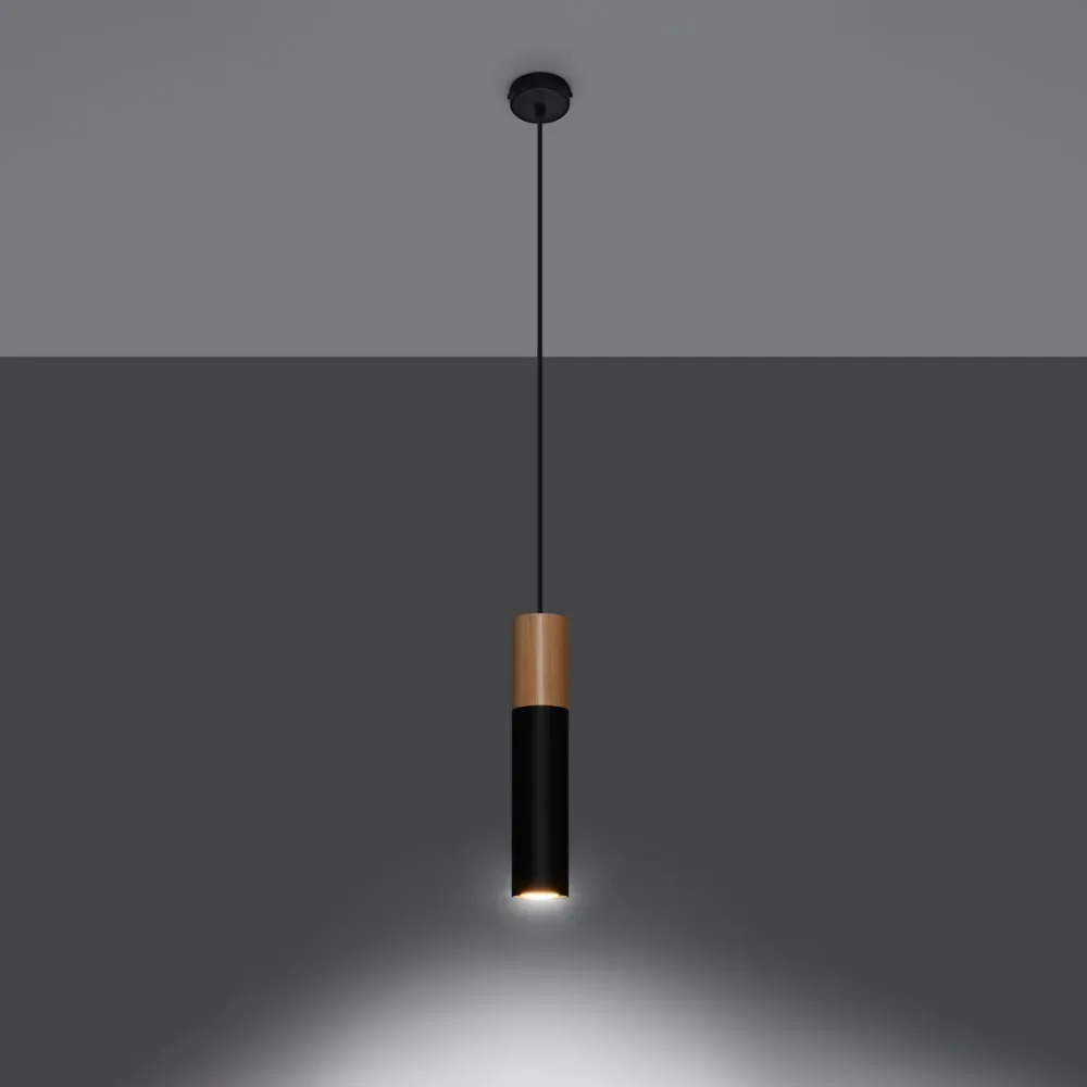 Illustration numéro 3 du produit Lampe suspendue acier/bois H 105 cm