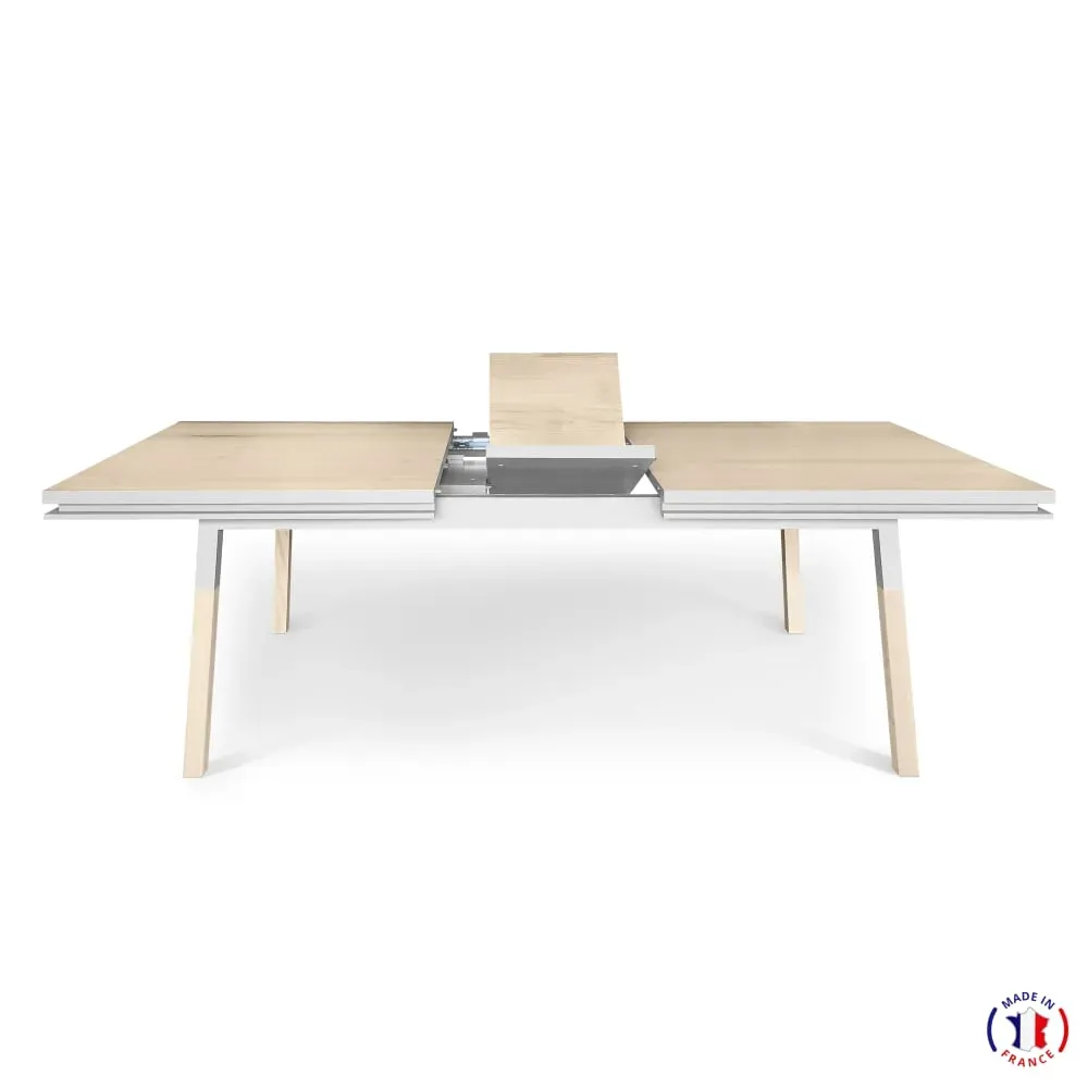 Illustration numéro 3 du produit Table 140x90 cm en frêne massif, 1 rallonge blanc balisson