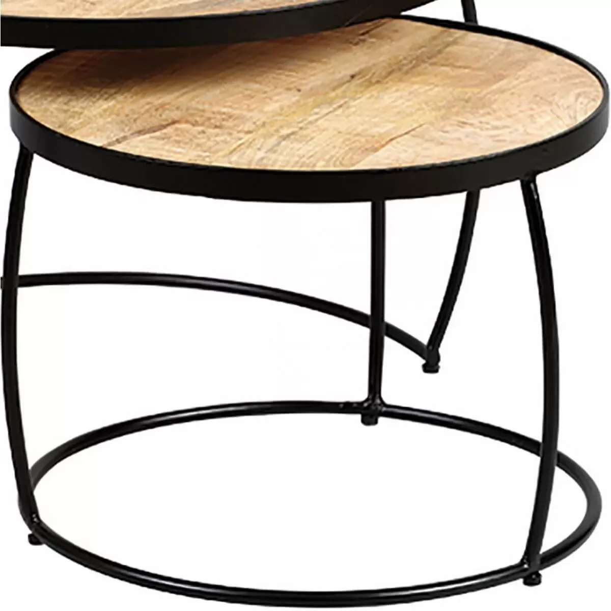 Illustration numéro 3 du produit Lot  de 2 tables basses gigognes métal et bois