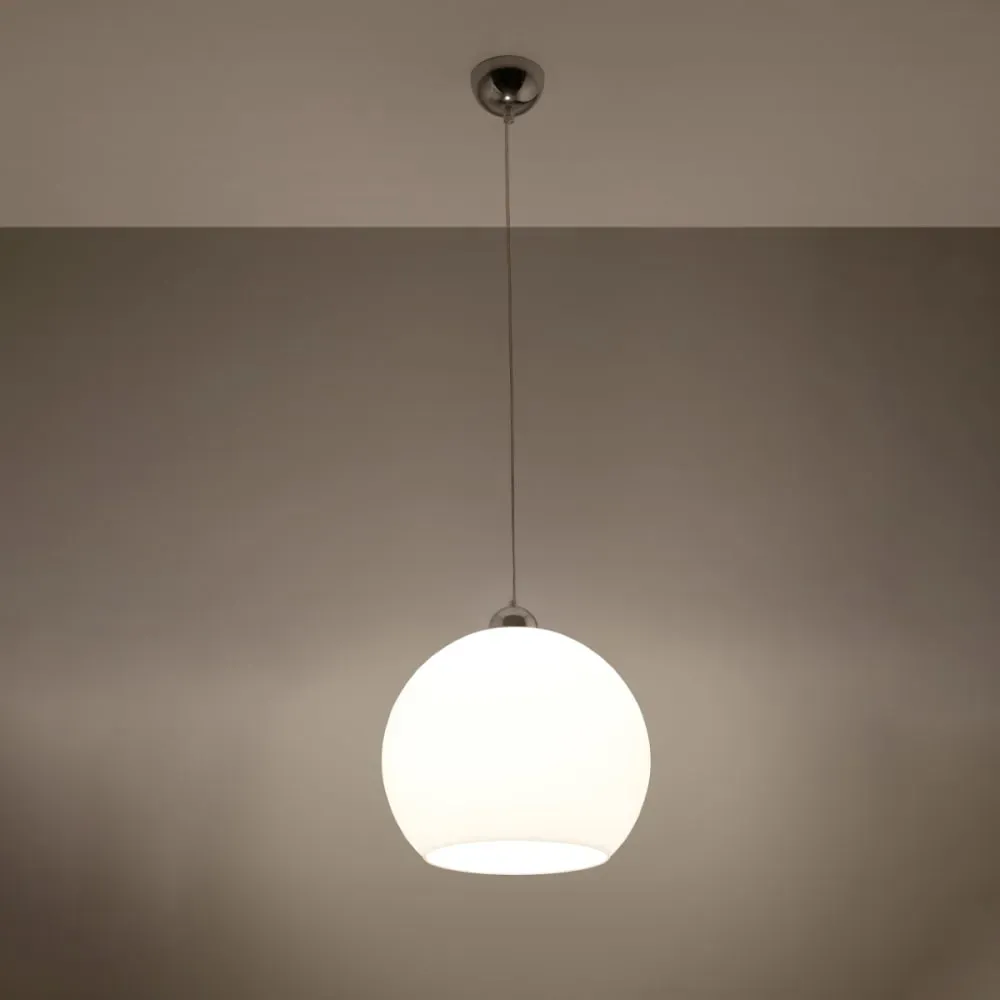 Illustration numéro 3 du produit Lampe suspendue acier/verre blanc H 120 cm