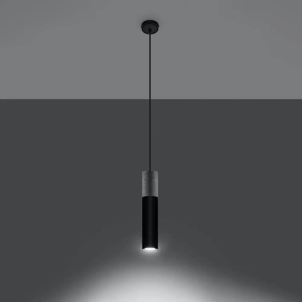 Illustration numéro 3 du produit Lampe suspendue acier béton noir H 105 cm