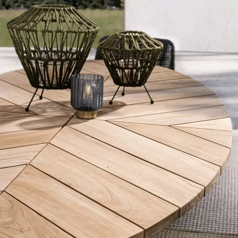 Illustration numéro 3 du produit Table de jardin ovale en teck et métal L240 noir