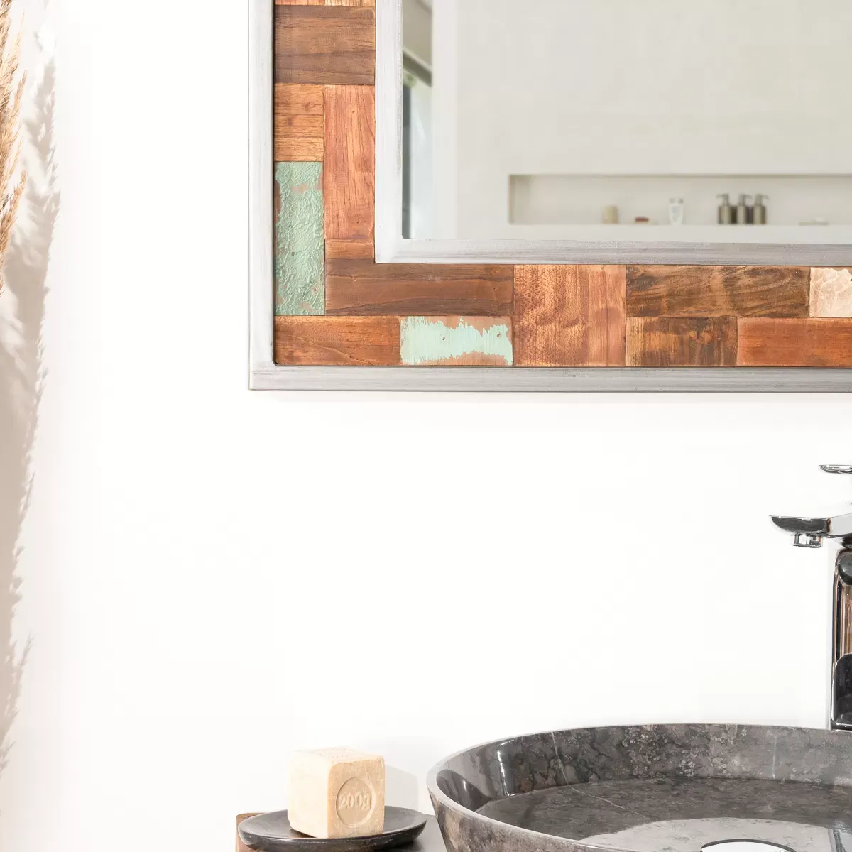 Illustration numéro 3 du produit Miroir de salle de bain Factory teck métal 70x70