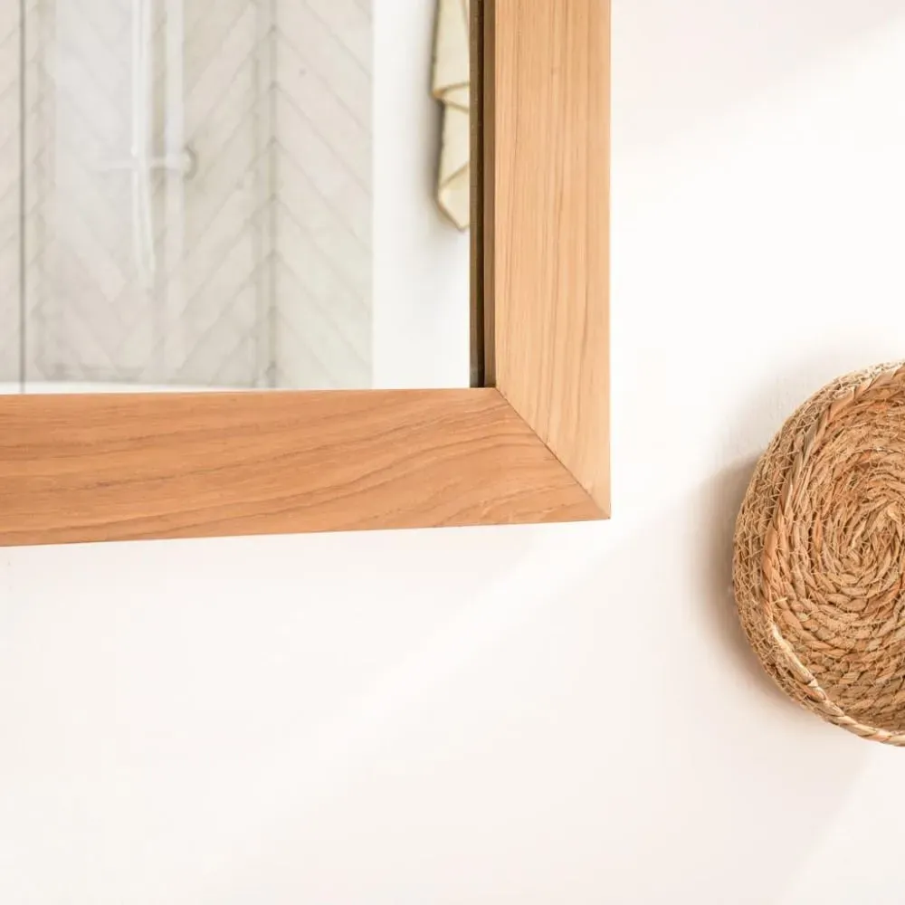 Illustration numéro 3 du produit Grand miroir rectangle en teck massif 160 x 70