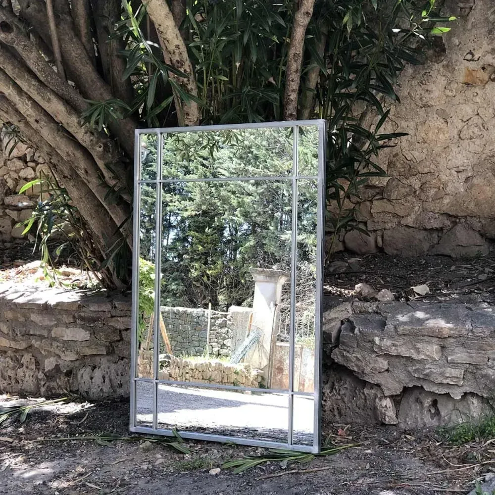 Illustration numéro 3 du produit Miroir Art Déco en métal finition zinc - 130 x 90 cm - Wallis