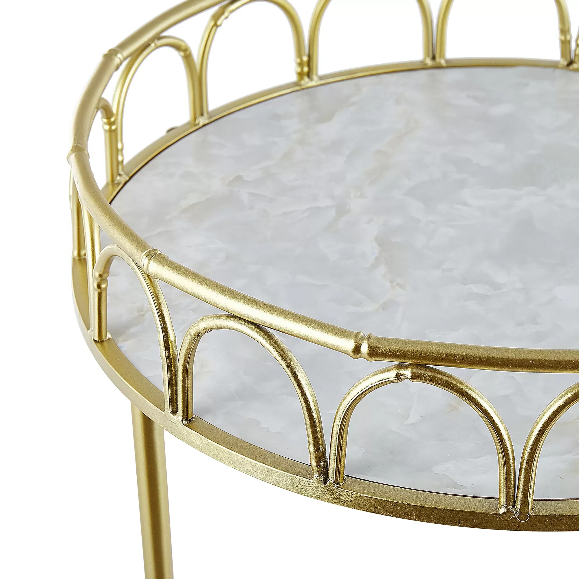 Illustration numéro 3 du produit Chariot de cuisine métal marbre blanc