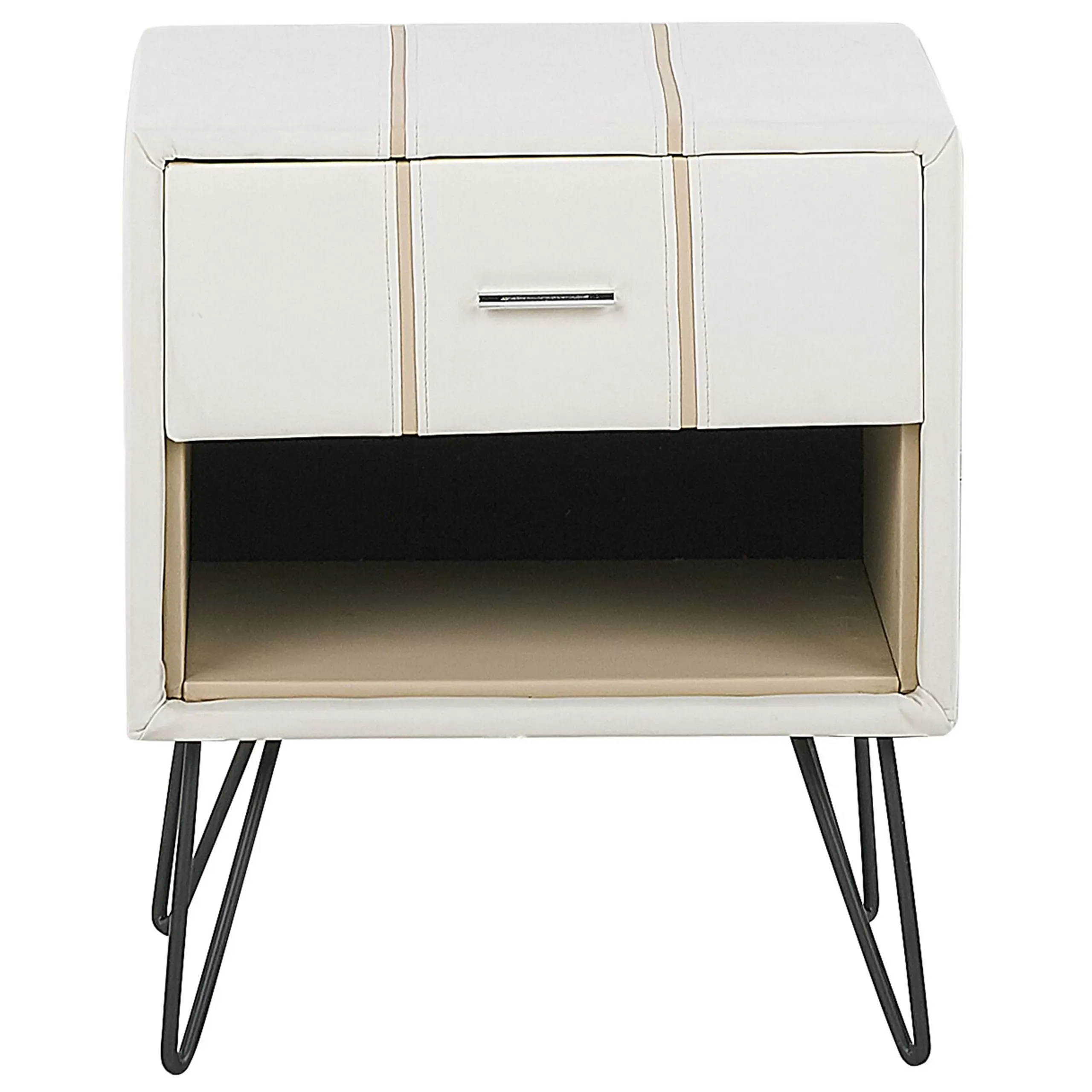 Illustration numéro 3 du produit Table de nuit à 1 tiroir cuir pu blanc