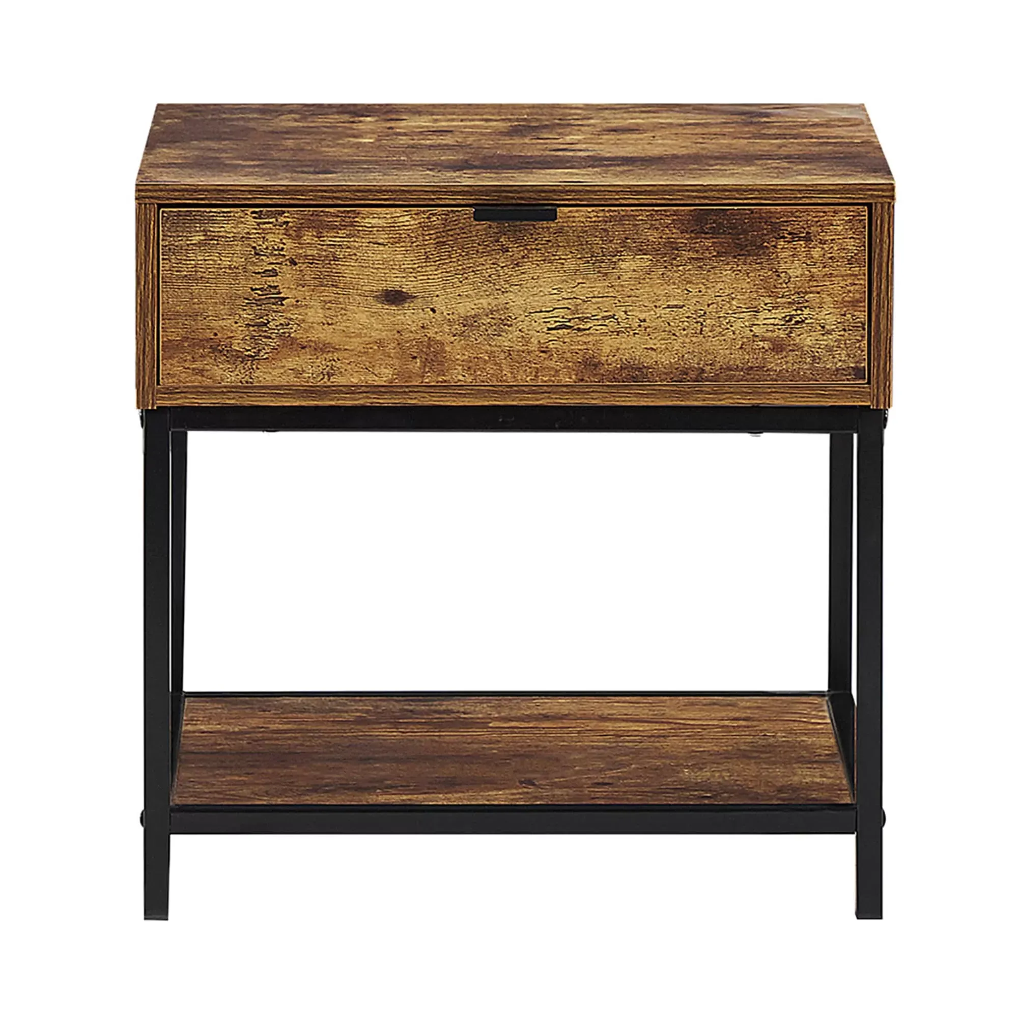 Illustration numéro 3 du produit Table appoint rectangulaire effet bois foncé et noire 45 x 40 cm