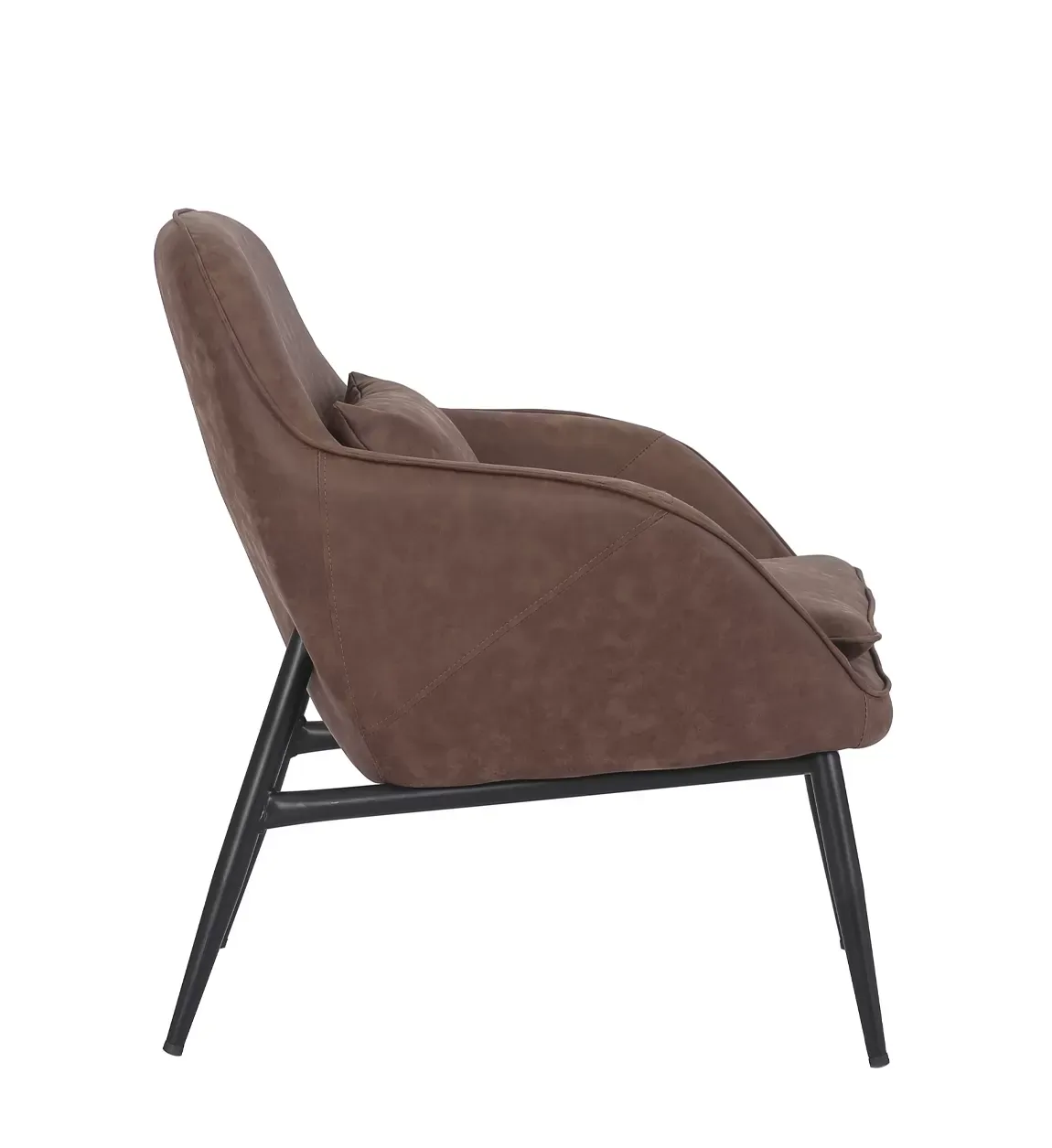 Illustration numéro 3 du produit Fauteuil en métal noir et similicuir marron
