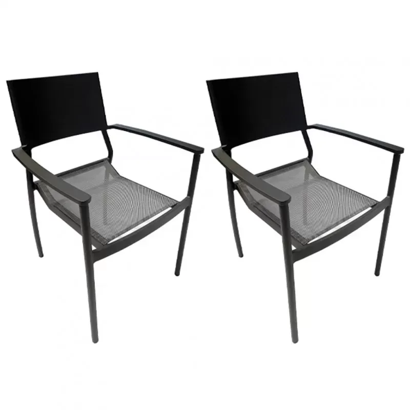 Illustration numéro 3 du produit Lot de 2 chaises de jardin en aluminium et revêtement textilène