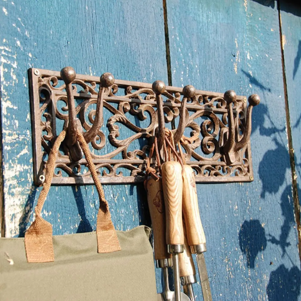 Illustration numéro 3 du produit Crochets muraux outils jardin fonte marron