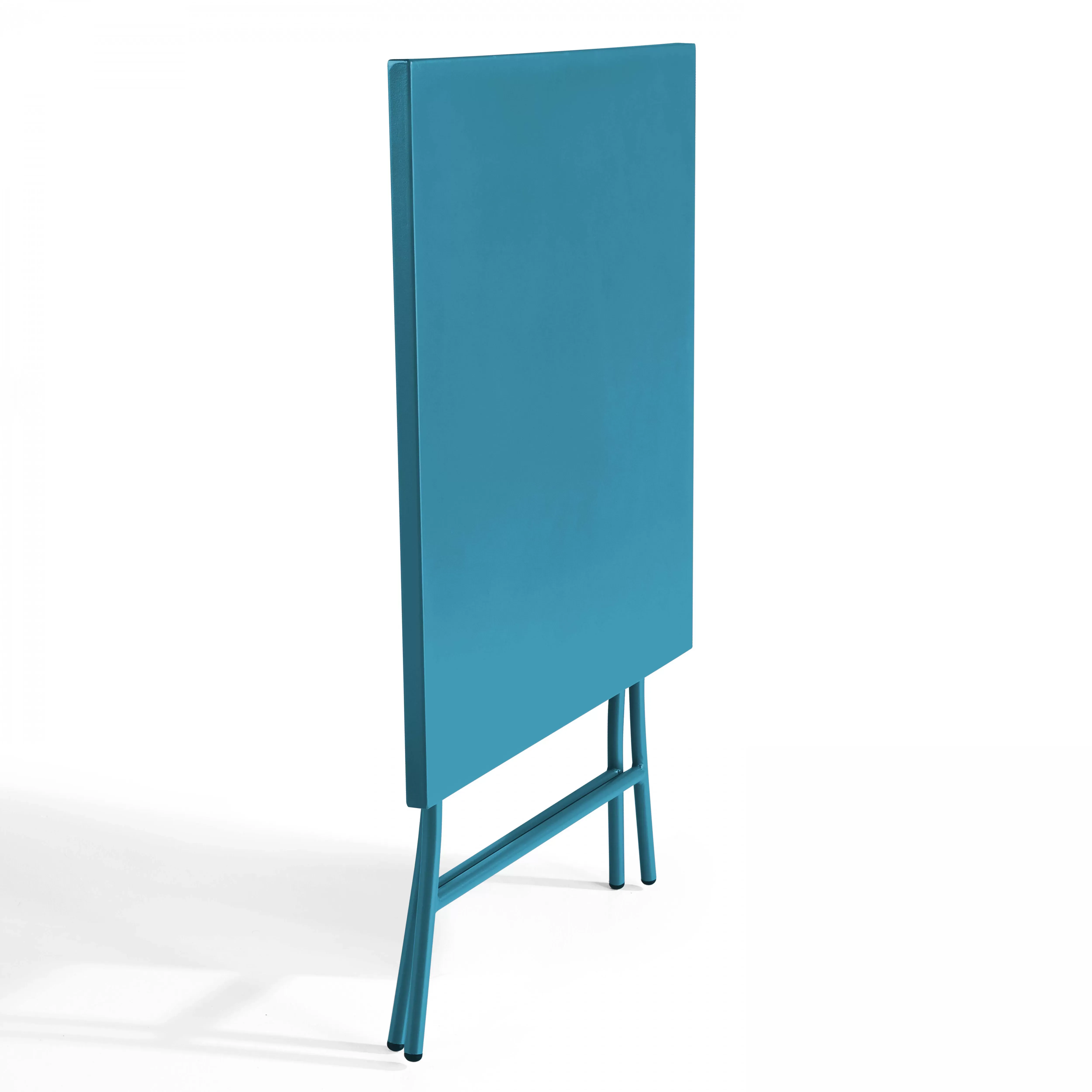 Illustration numéro 3 du produit Table de jardin pliante carrée en acier bleu pacific