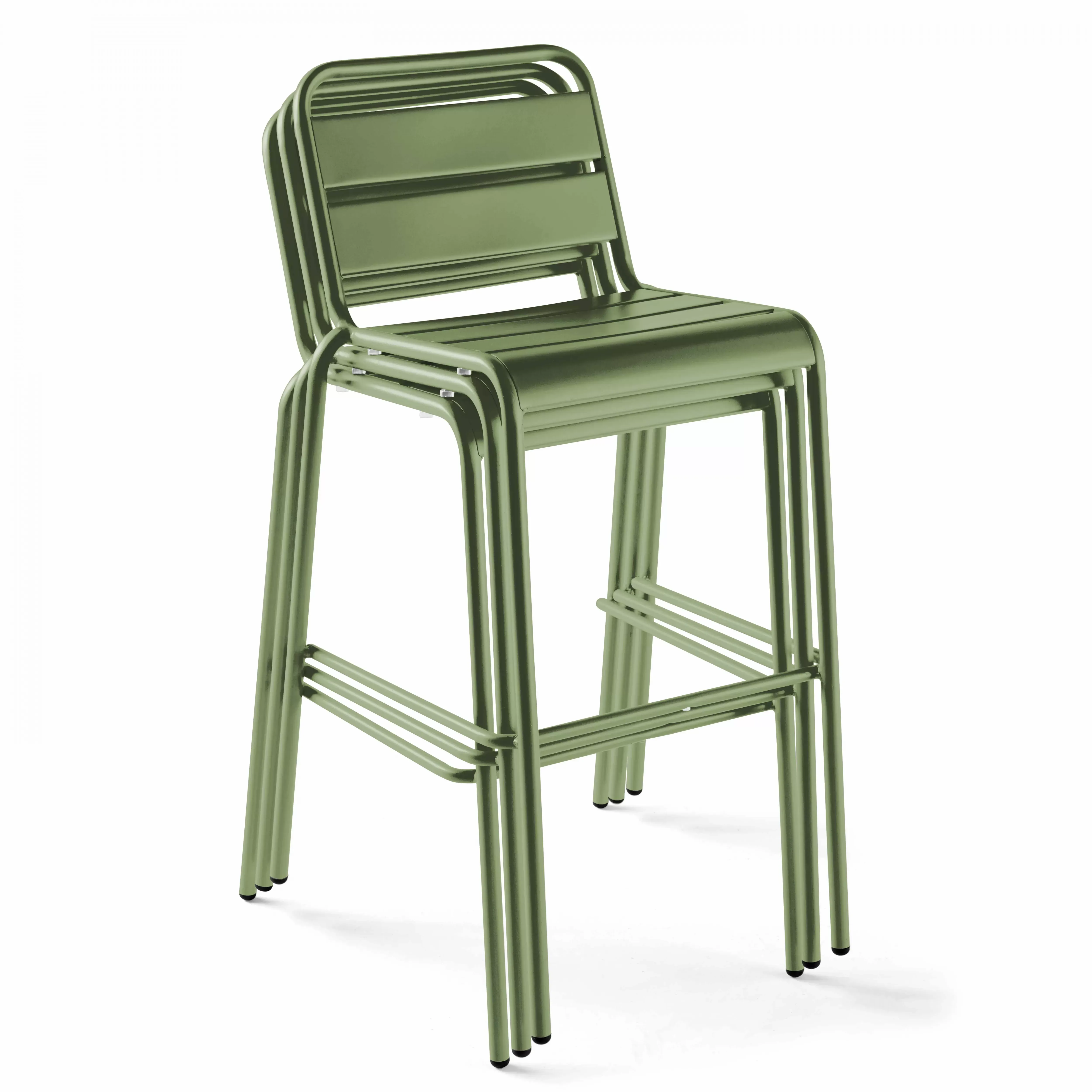 Illustration numéro 3 du produit Ensemble table de bar et 4 chaises hautes en métal vert cactus