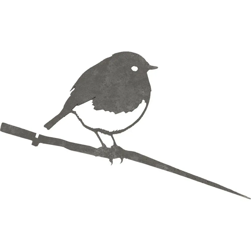 Illustration numéro 3 du produit Oiseaux à planter mini rouge -gorge en acier corten (lot de 3)