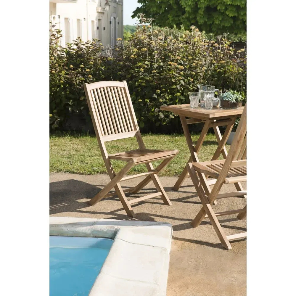 Illustration numéro 3 du produit Ensemble de 2 chaises de jardin en bois teck