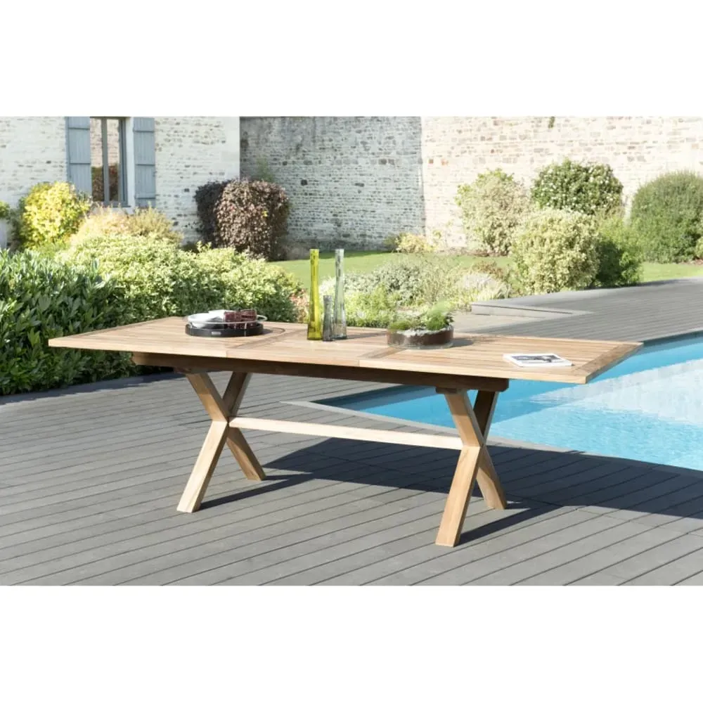 Illustration numéro 3 du produit Table de jardin extensible en teck 8/10 personnes L. 240 cm