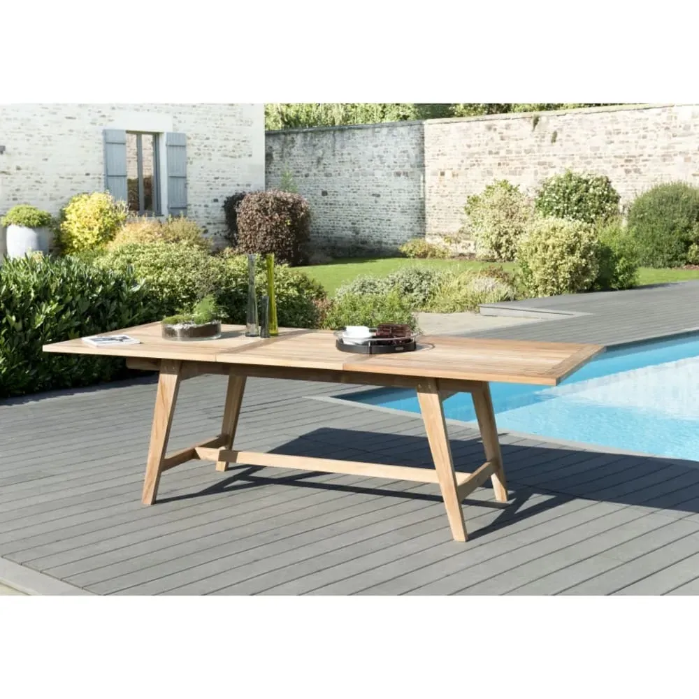 Illustration numéro 3 du produit Table de jardin extensible en teck 8/10 personnes L. 240 cm