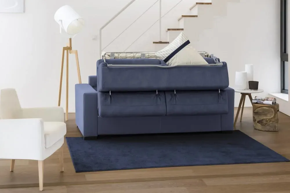 Illustration numéro 3 du produit Canapé d'angle convertible en tissu bleu 260x95 cm