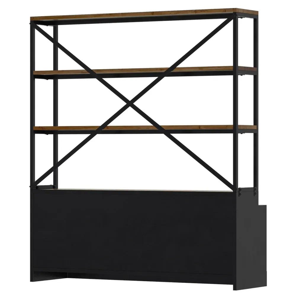 Illustration numéro 3 du produit Bibliothèque 160 cm en bois et métal