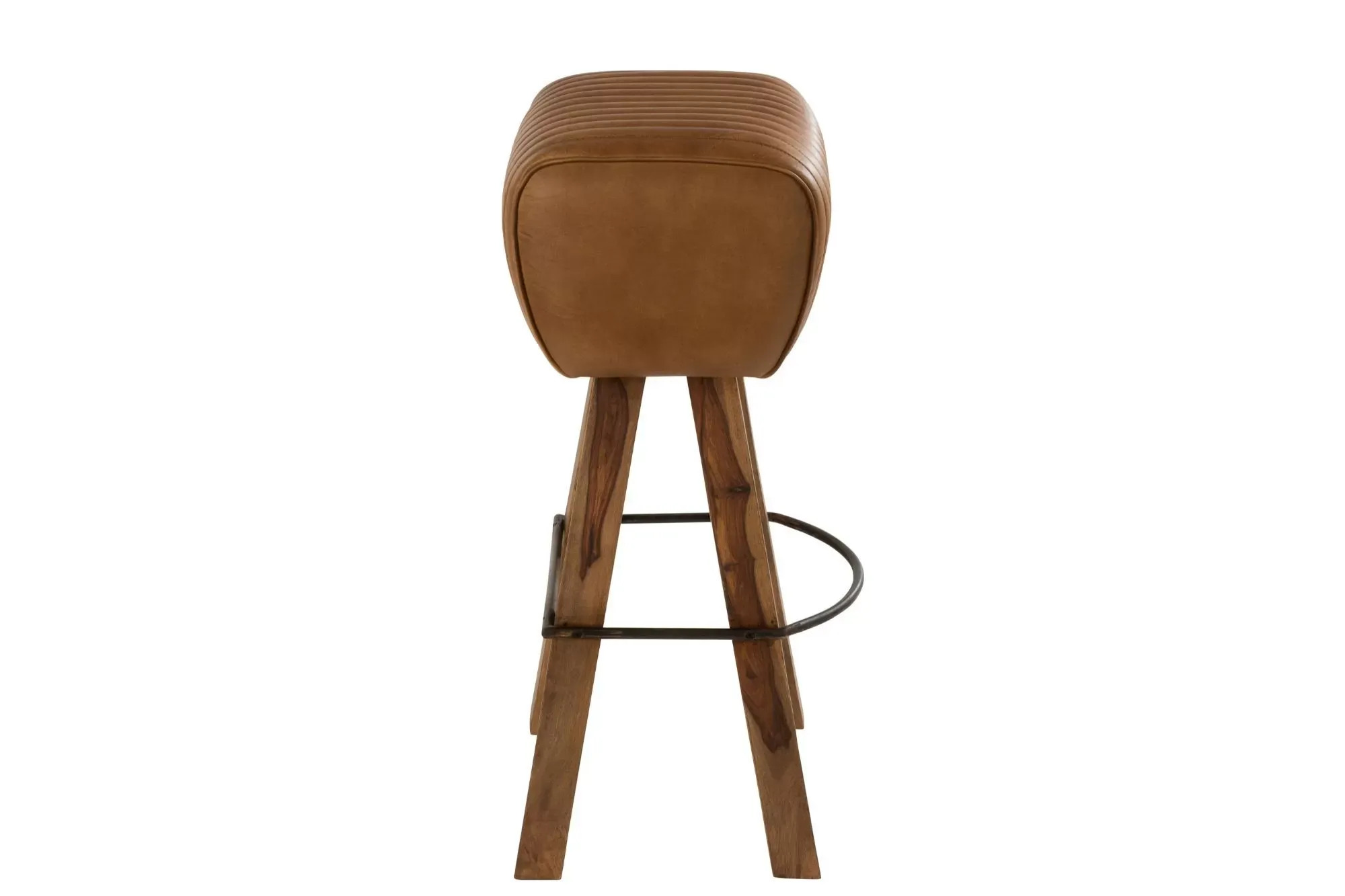Illustration numéro 3 du produit Tabouret de bar saut de cheval en bois et cuir