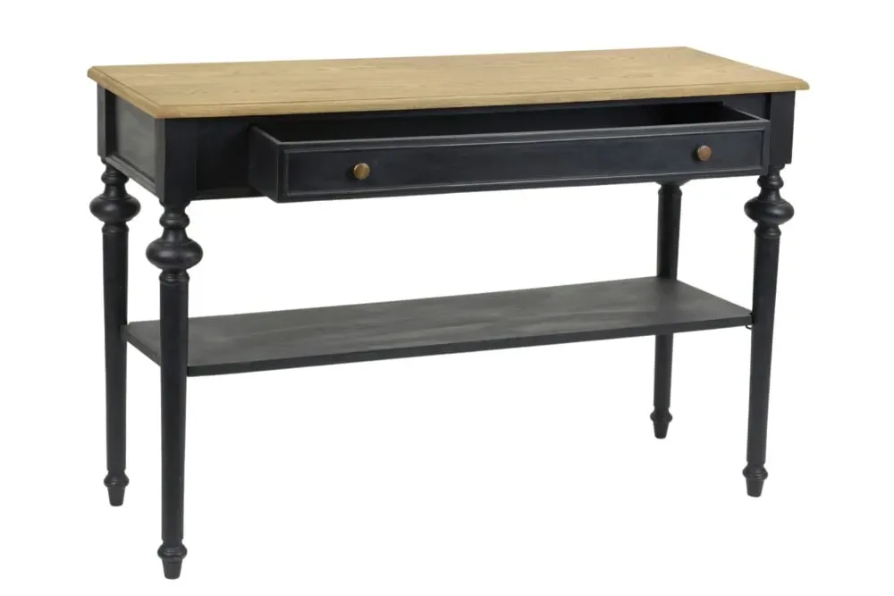 Illustration numéro 3 du produit Console en bois double plateau et 1 tiroir