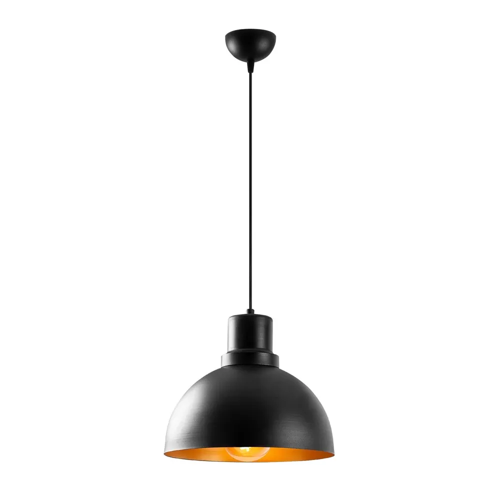 Illustration numéro 3 du produit Suspension vintage noire avec abat-jour en forme de dôme