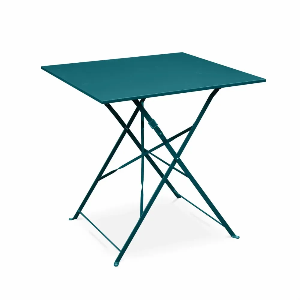 Illustration numéro 3 du produit Table et chaises de jardin pliables 70 x 70cm, bleu canard