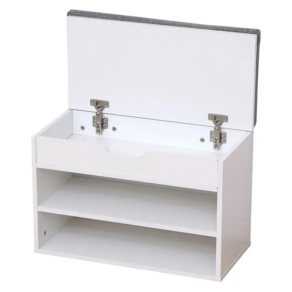 Illustration numéro 3 du produit Meuble à chaussures deux casiers avec coffre blanc