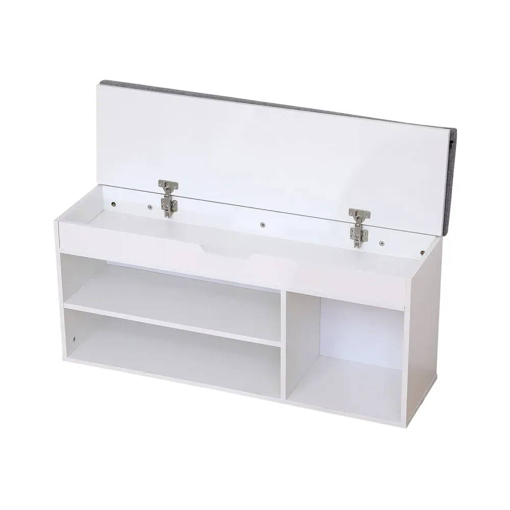 Illustration numéro 3 du produit Meuble à chaussures trois casiers avec coffre blanc