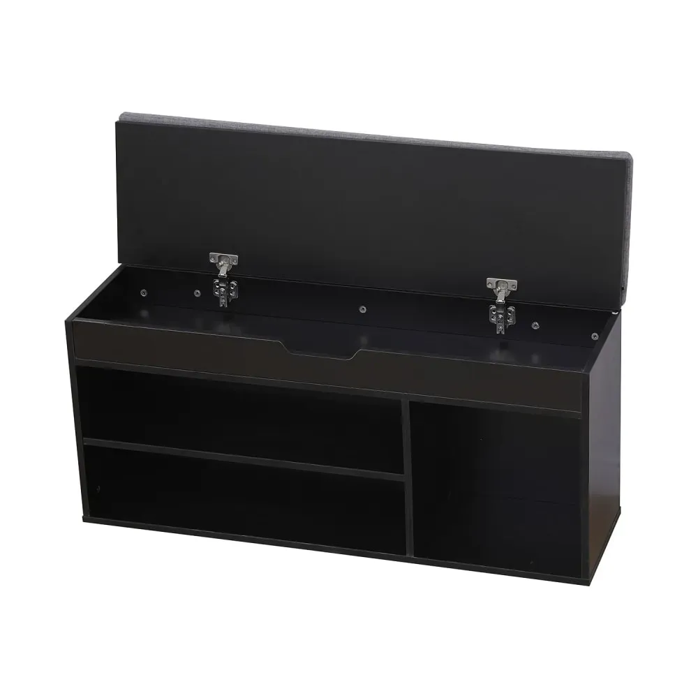 Illustration numéro 3 du produit Meuble à chaussures trois casiers avec coffre noir