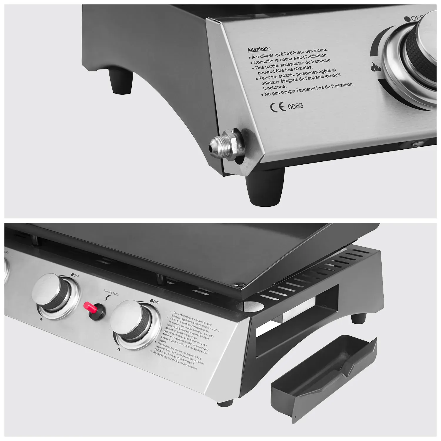 Illustration numéro 3 du produit Plancha au gaz 3 brûleurs en acier noir