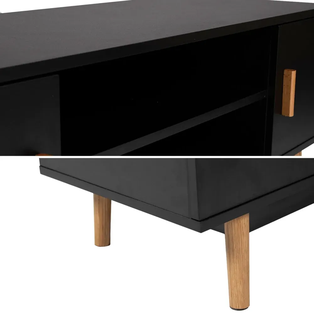 Illustration numéro 3 du produit Meuble TV style scandinave avec 2 portes noir