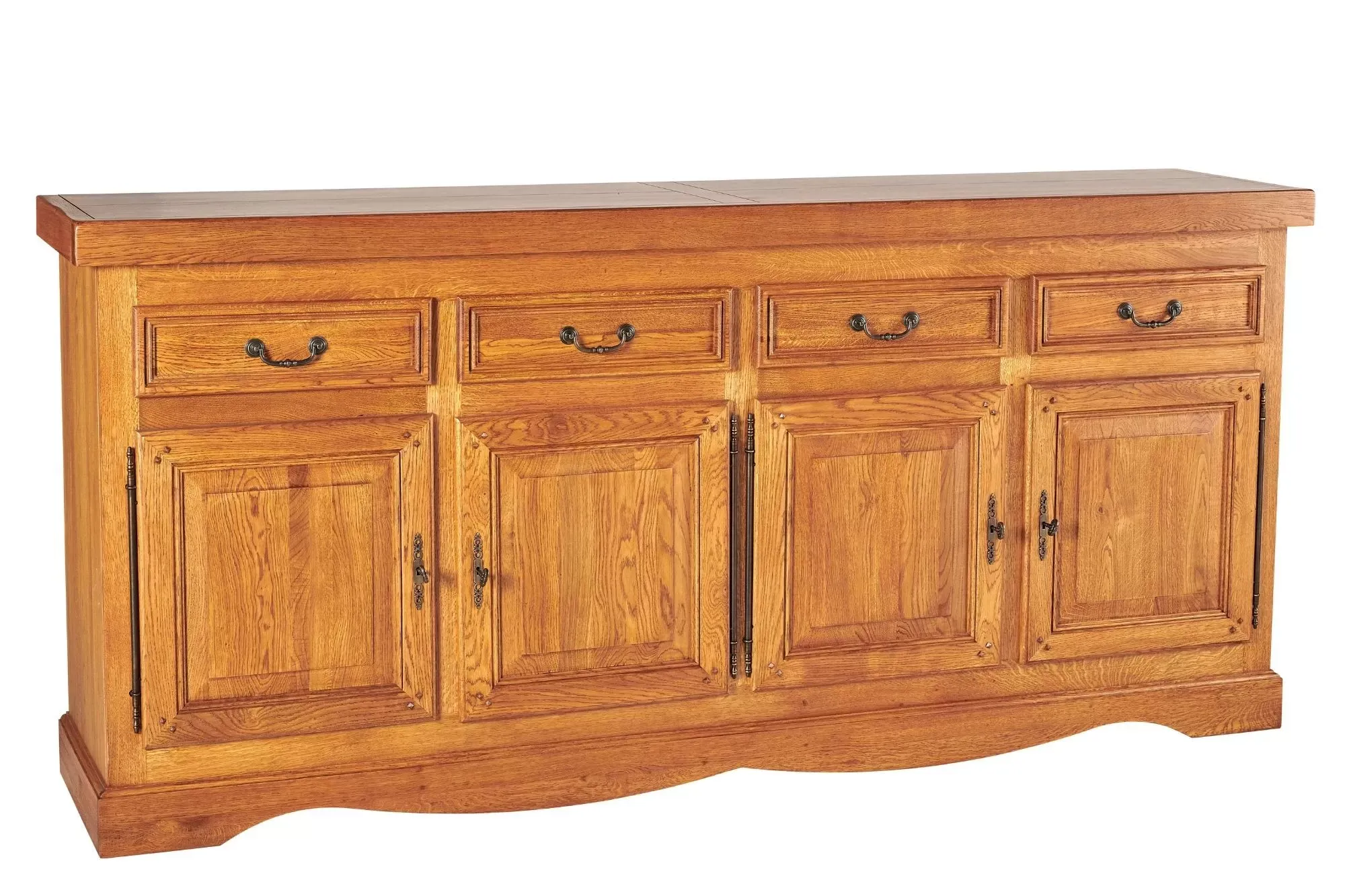 Illustration numéro 3 du produit Bahut en chêne massif 4 portes et 4 tiroirs chene moyen