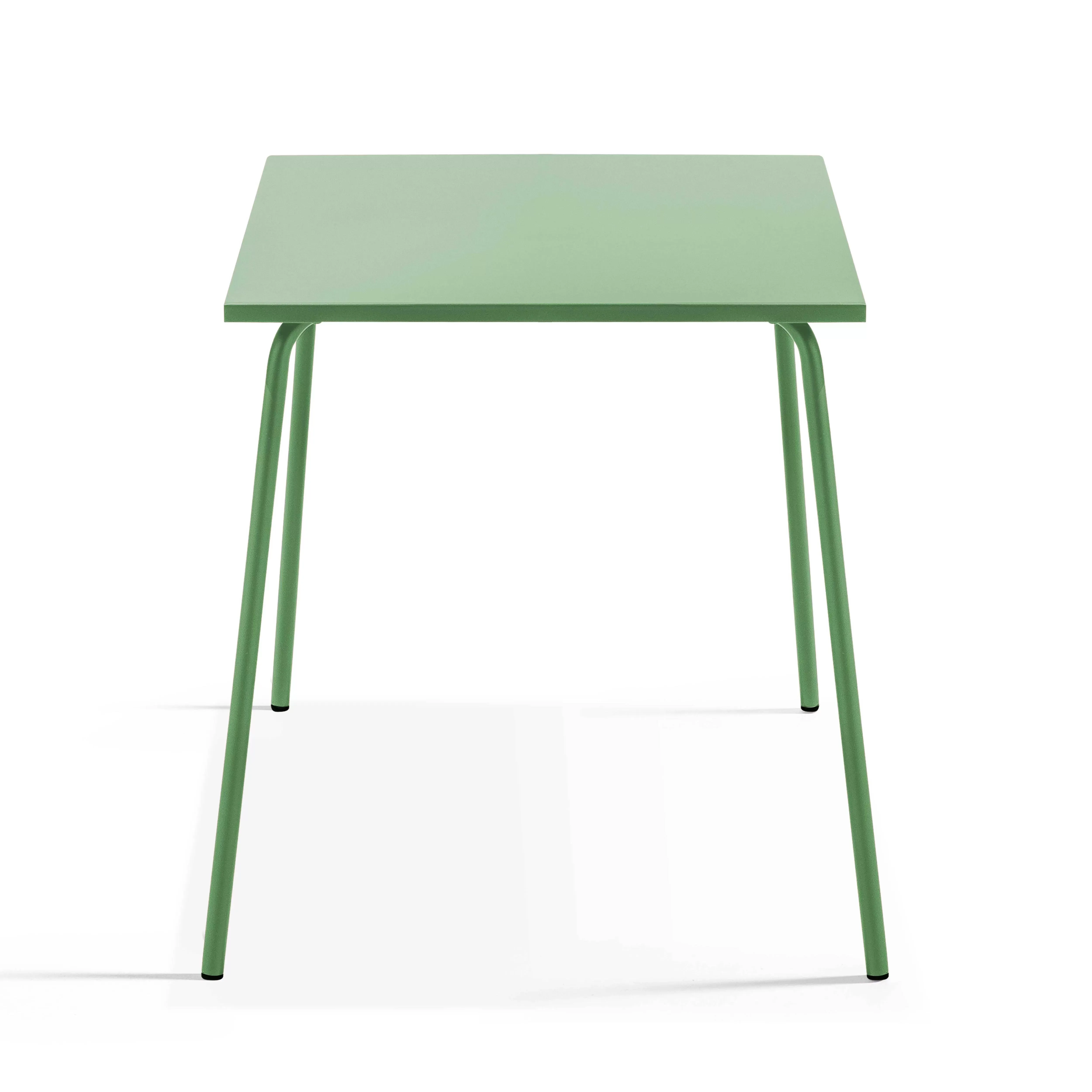 Illustration numéro 3 du produit Ensemble table de jardin carrée et 2 fauteuils acier vert cactus