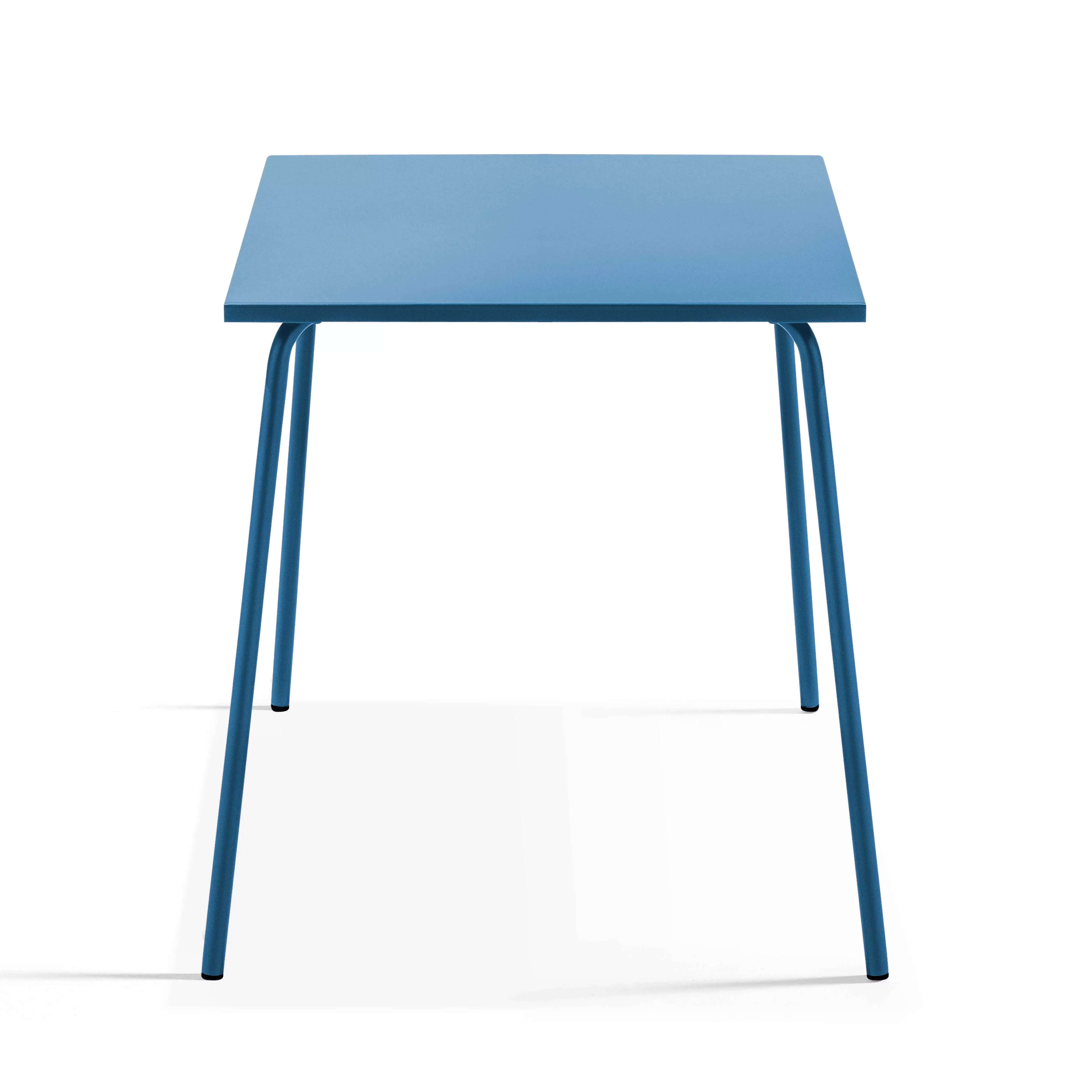 Illustration numéro 3 du produit Ensemble table de jardin carrée et 2 fauteuils acier bleu pacific