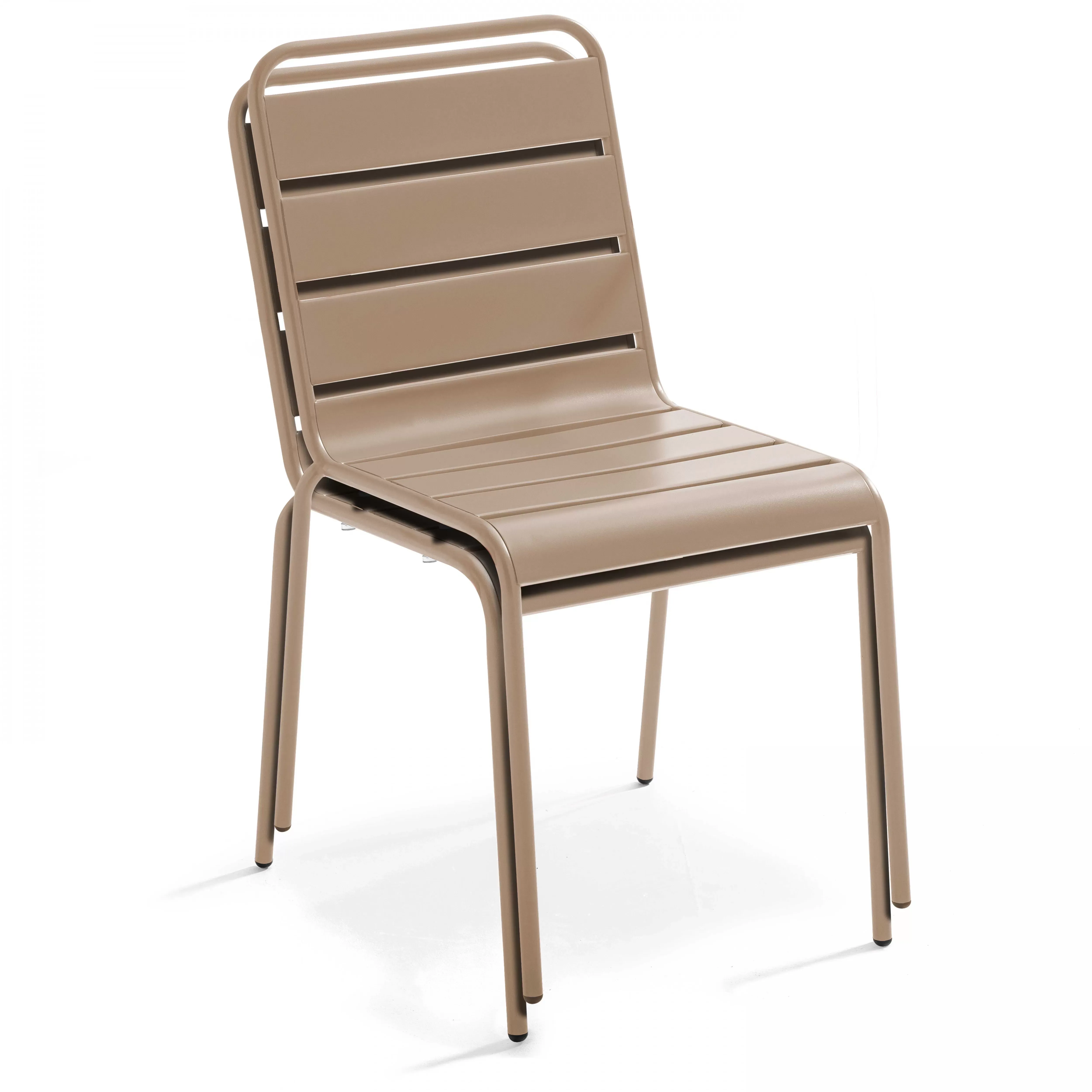 Illustration numéro 3 du produit Ensemble table de jardin carrée et 2 chaises acier taupe