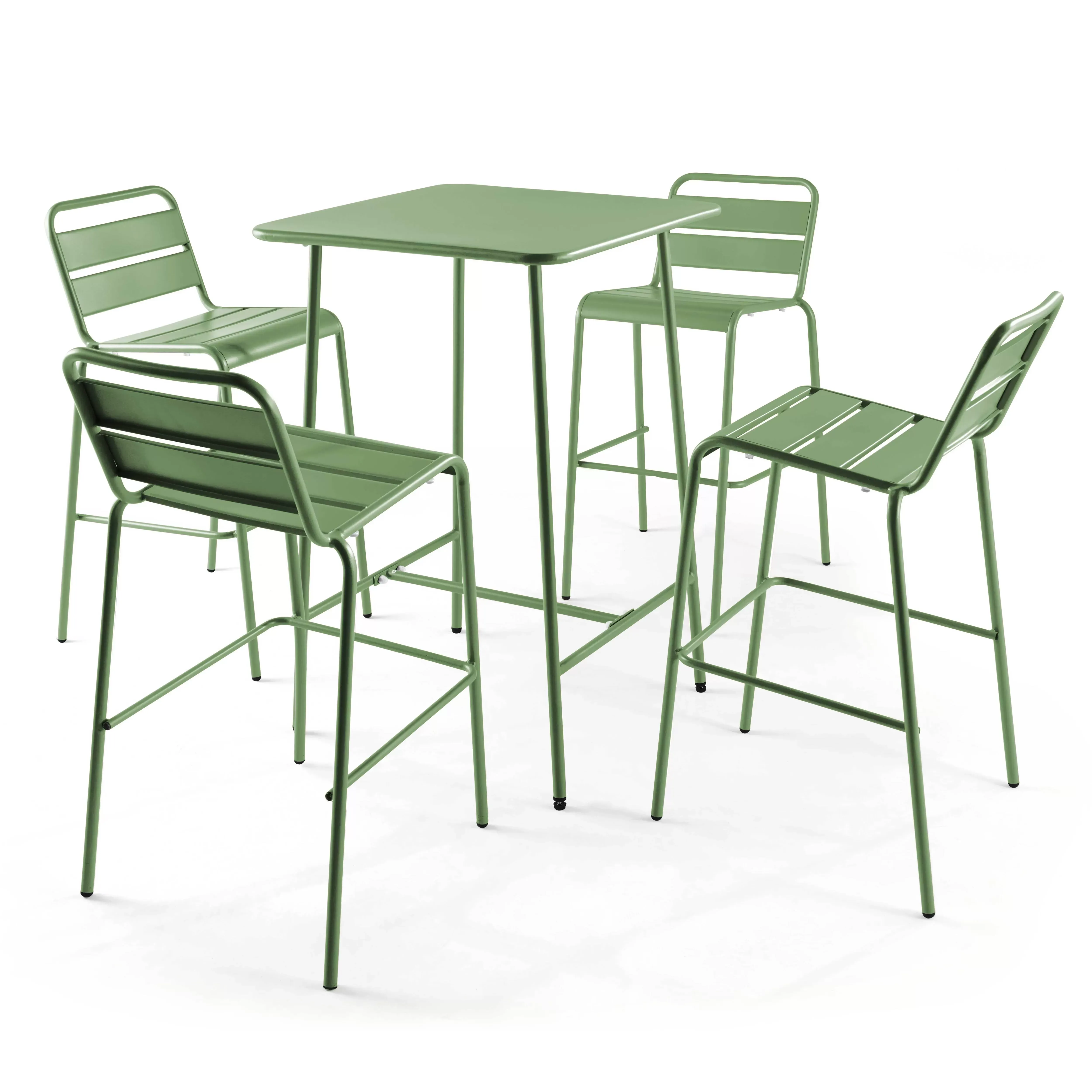 Illustration numéro 3 du produit Table haute de jardin carrée en acier vert cactus