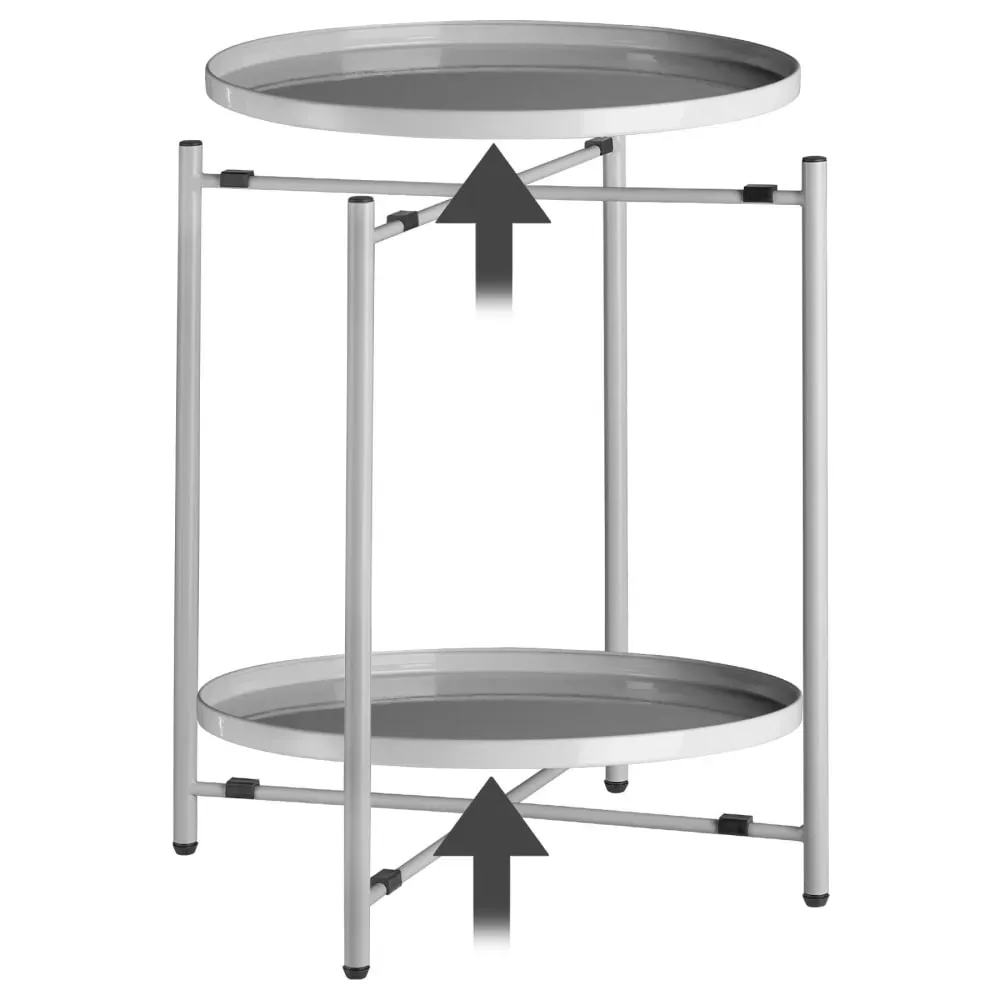 Illustration numéro 3 du produit Table d'appoint en acier 2 niveaux style industriel gris