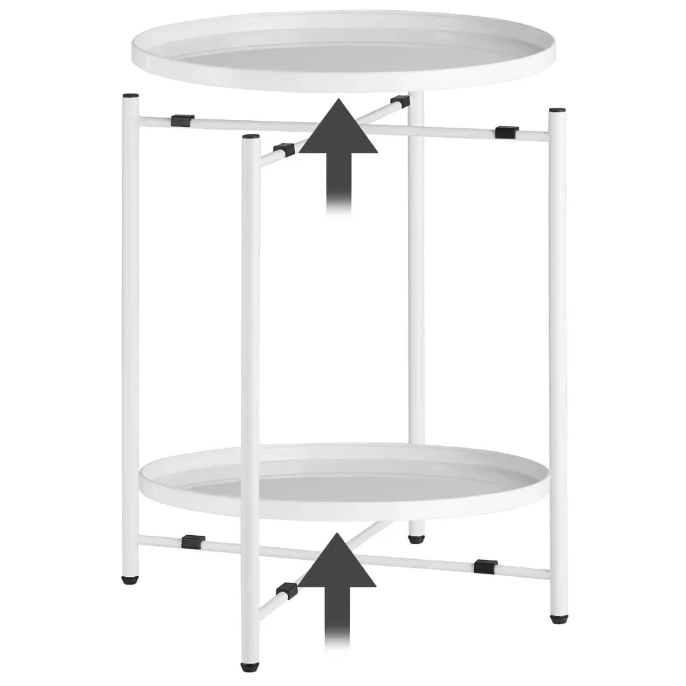 Illustration numéro 3 du produit Table d'appoint en acier 2 niveaux style industriel blanc