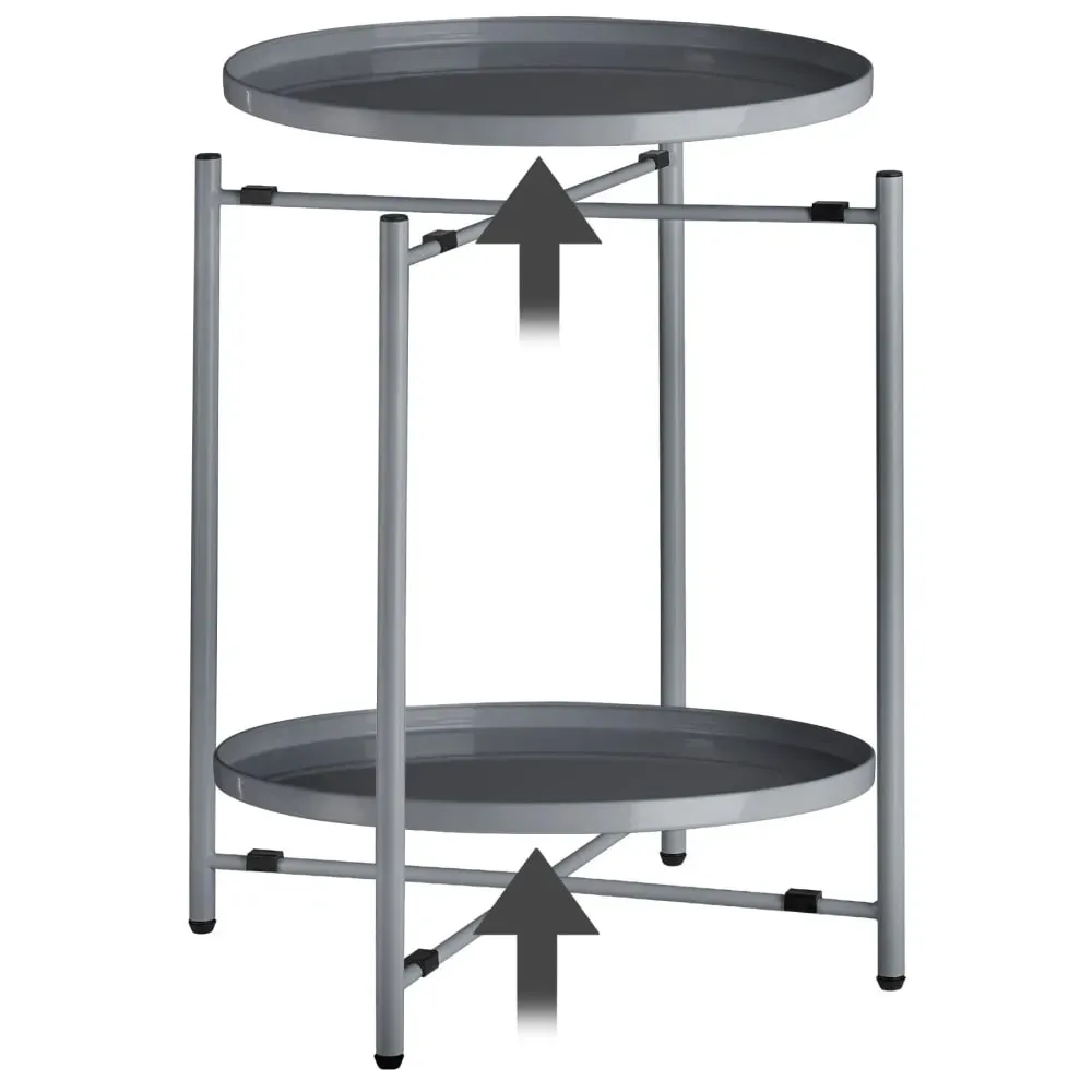 Illustration numéro 3 du produit Table d'appoint en acier 2 niveaux style industriel gris foncé